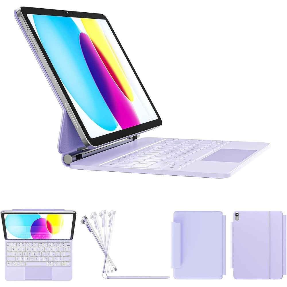 Purple iPad 11th 10th Gen Keyboard Case with‎ Backlit Keys & Touch Trackpad